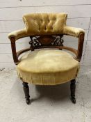 Edwardian tub chair, carved splat back and bow front seat