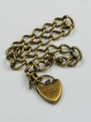 A 9ct gold bracelet with heart shaped fastener with an approximate weight of 8.5g