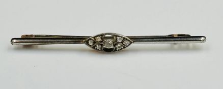 A Vintage diamond and 15ct gold brooch with steel pin and an approximate weight of 4.5g and 63mm