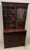 A mahogany secretaire bookcase with glazed doors