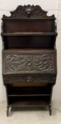 An oak bureau bookcase AF H170cm W77cm D34cm