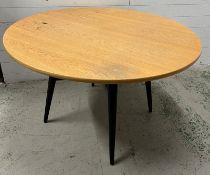 Danish circular table on black legs by Hans J Wesher Getama (H74cm Dia120cm)