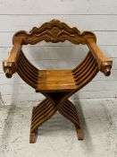 An Italian style X frame chair