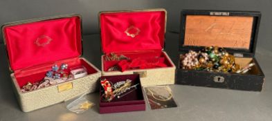A selection of quality costume jewellery in three jewellery boxes, various designs, condition and