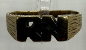 A 9ct gold ring with the initials RN, approximate weight 4.7g