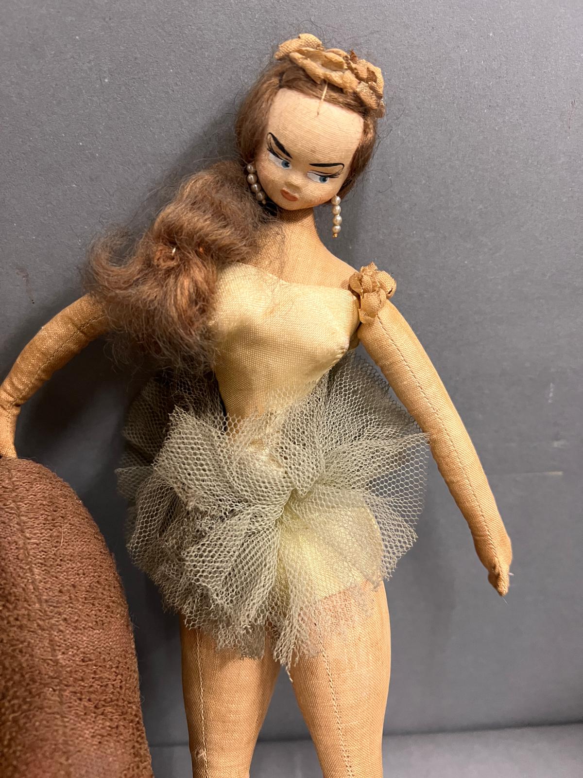 A teddy bear with jointed legs and arms along with a ballerina doll - Image 3 of 3