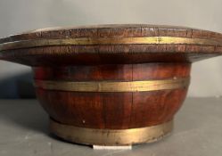 A vintage Chinese brass banded baby bath