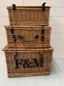 Three wicker hampers to include Fortnum & Mason