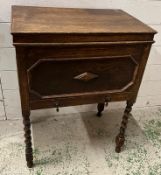 An oak barley twist sewing table (H70cm W53cm D35cm)