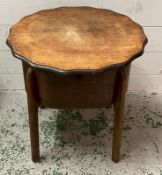 A vintage sewing table with scalloped edge (H46cm Dia45cm)