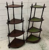 Two four tier corner shelving units (H107cm)