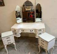 Louis style dressing table with two side tables (H78cm W120cm D46cm)