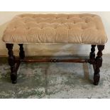 A bench seat on carved legs with button seat (H54cm W80cm D40cm)