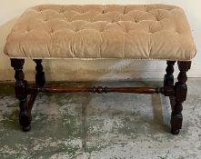 A bench seat on carved legs with button seat (H54cm W80cm D40cm)