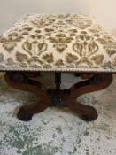 X frame Victorian stool on scrolling legs