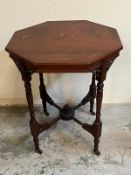 A hexagonal top mahogany side table AF (H66cm Dia55cm)