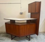 A Mid Century teak V shaped bar by Turnbridge (H1690cm D74cm W110cm)