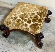 A square Victorian upholstered footstool (H20cm Sq32cm)