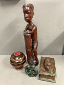 A collection of tribal themed decorative items