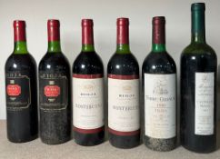 Six bottles of red wine to include a Rioja 1996 and The Wine Society Rioja