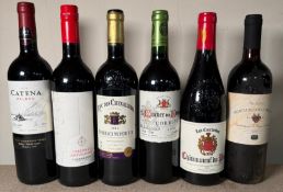 Six bottles of red wine to include a Chateauneut Du Pape 2013 and a Corbieres 2006