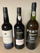 A Porto Gassiot white port, a Blandys Medeira and an Excedente Fortefield wine