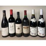 Six bottles of red wine to include a Fleurie 1999 and a Servet 1196
