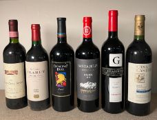 Six bottles of red wine to include a Santa Julia Malbec 2019 and a The Wine Society Bordeaux