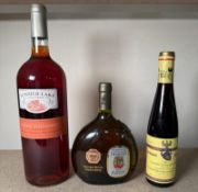 A magnum of summer lak white Zinfandel rose, a Frankell Kabinet and a Forster Schnepfenflug