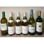 Six bottles of white wine to include three bottles of 1995 Chablis and an Oyster Bay Sauvignon Blanc