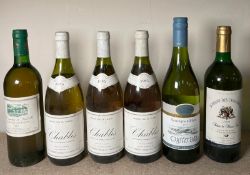 Six bottles of white wine to include three bottles of 1995 Chablis and an Oyster Bay Sauvignon Blanc