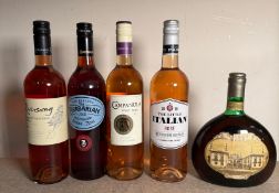 Five bottles of Rose to include a Mateus and a Riversong