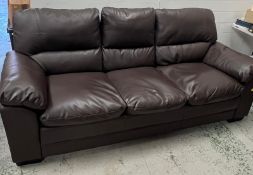 Three seater leather sofa (H93cm W206cm D85cm SH47cm)