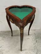 Louis style heart shaped Bijouterie display cabinet table with metal mounts