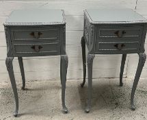 Two Louis style bedsides on cabriole legs (H70cm W37cm D34cm)