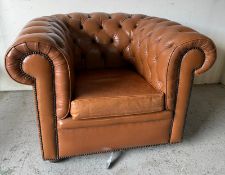 Chesterfield tub armchair, upholstered in leather