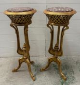 A pair of Louis style lamp stands with reeded supports (H95cm Dia41cm)