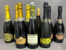 A selection of sparkling wines to in clued cava and Prosecco and a bottle of mojito fizz