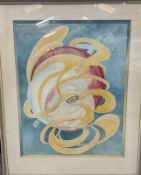 'Human Love', Watercolour Signed. Ronald King (b.1932) British. King is considered one of the