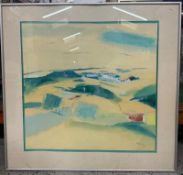 Fifeshire Evening , Acrylic Signed and label verso. Stewart Marshall Lees, RWS, RSW, ROI (1926-2008)