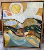 Landscape in Ochre, Oil on Canvas Signed and dated 2005. Shirin Golestaneh (b.1958) American. Shirin