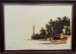 Harbour Scene, Oil Signed and dated '87. Ken Hammond (b.1948) British). He is a well known artist