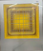 Abstract in Yellow Op Art Screenprint Victor Vasarely (1906-1997) Hungarian-French. 51x61