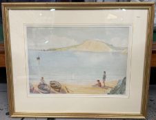 'Bathers on the Beach', Watercolour Signed. Violet Muriel Baber Mimpriss RA (1895-1987) British. She