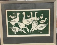 'Geese' November '73, Woodcut, AP ii/iii Signed and label verso. Owen Legg (b.?) British. Well