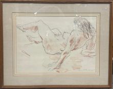 Reclining Nude, Pencil and Chalk Drawing Signed. Uli Nimptsch RA (1897-1977) German. Settles in