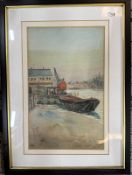 Estuary Scene, Watercolour Signed. Frank Sully (1898-1992) British. Later influenced by Naum Gabo,