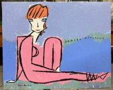 Shirley Maclaine Figure study , Oil on board Signed and dated '91. Ian Saunders (b.?) British.