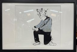 Exploding Head Ltd Ed Print 21/50 Signed Graffiti Art by Bandwidth (b.?) British. 96x66