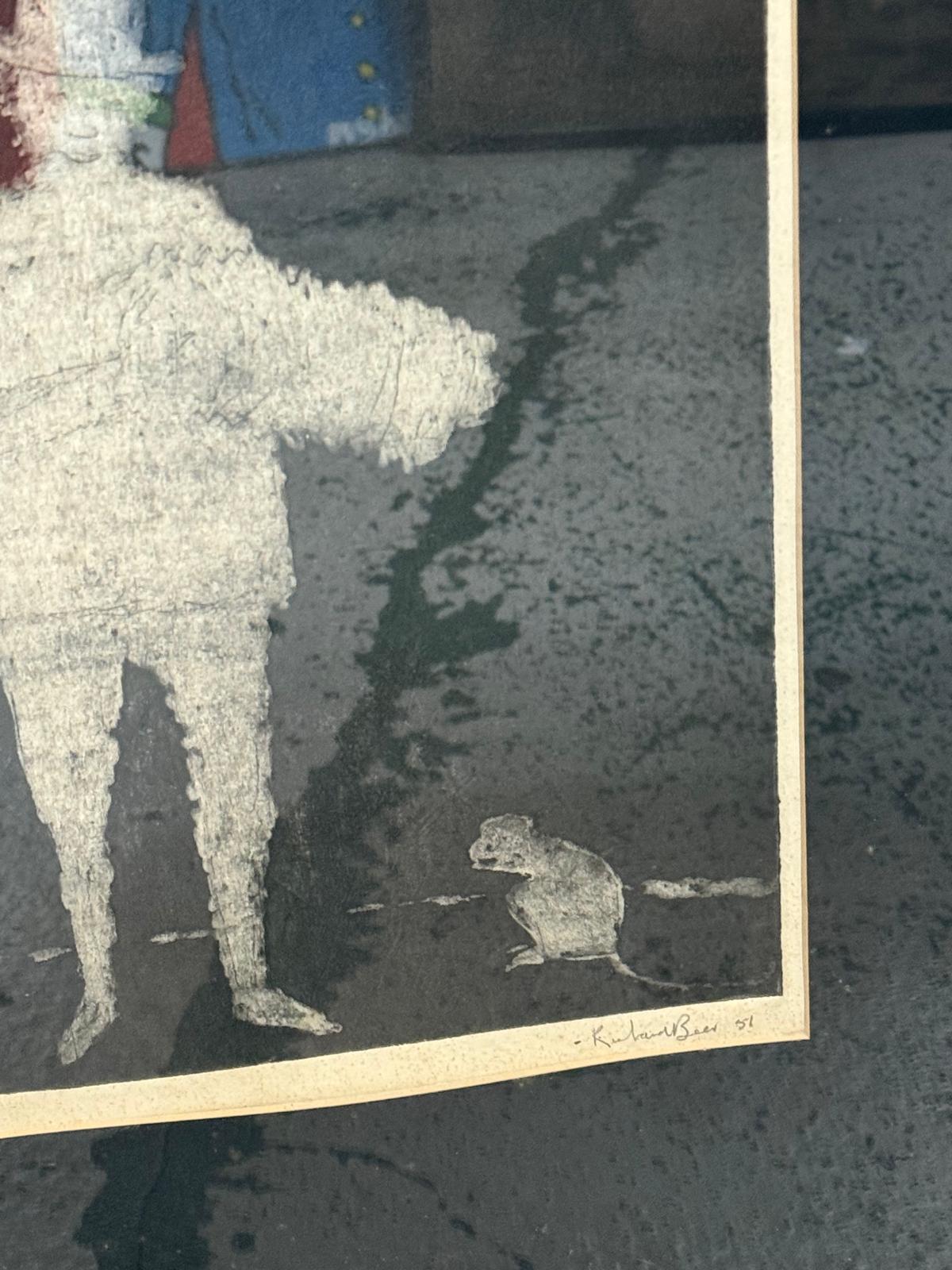'The Performer', Mono etching Signed and dated '51. Richard Beer (1928-2017) British. 39x52 - Image 3 of 3
